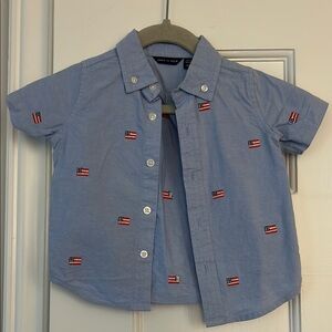 Janie and Jack Blue Button Down Shirt with Nautical Charm